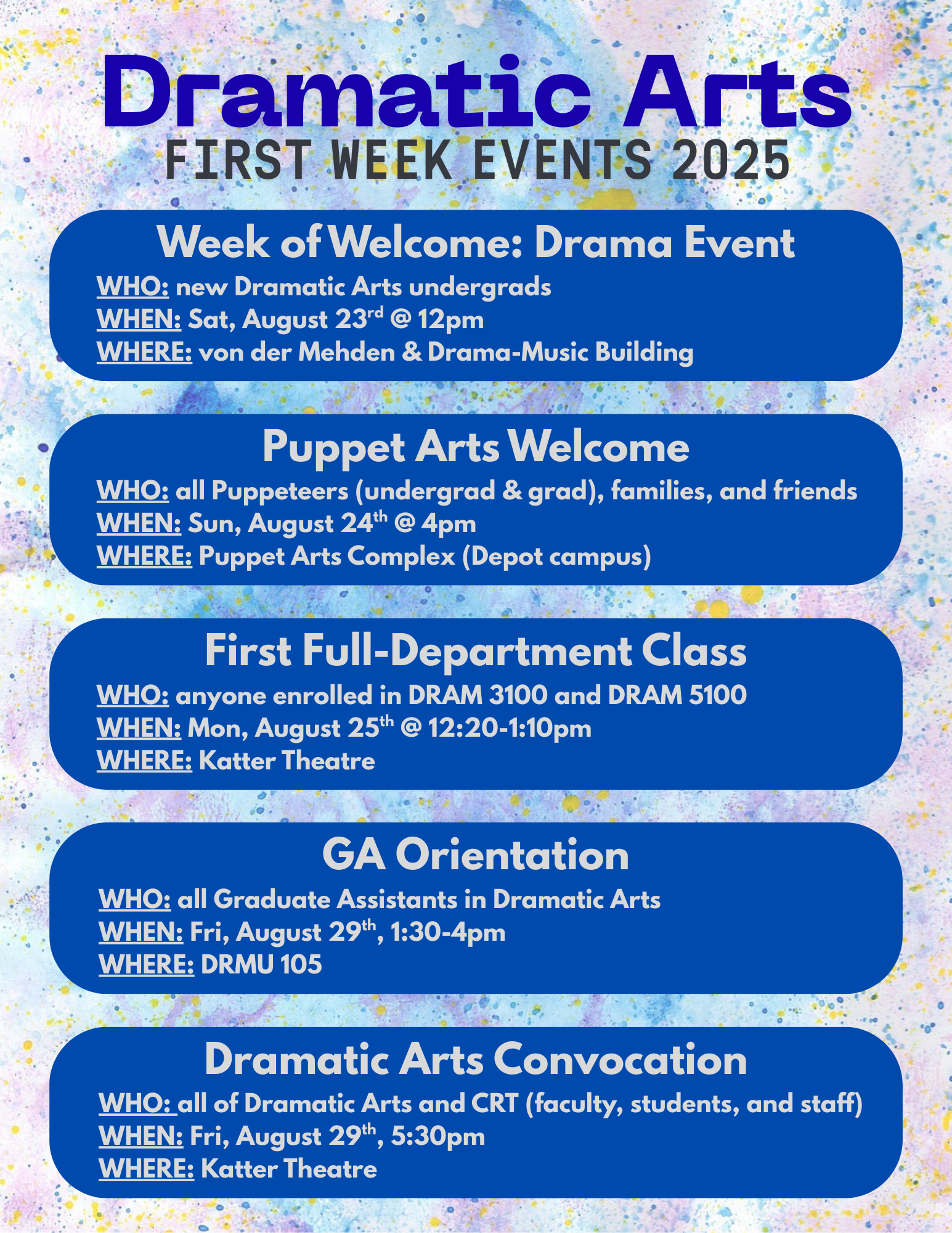 Dramatic Arts: First Week Events 2025