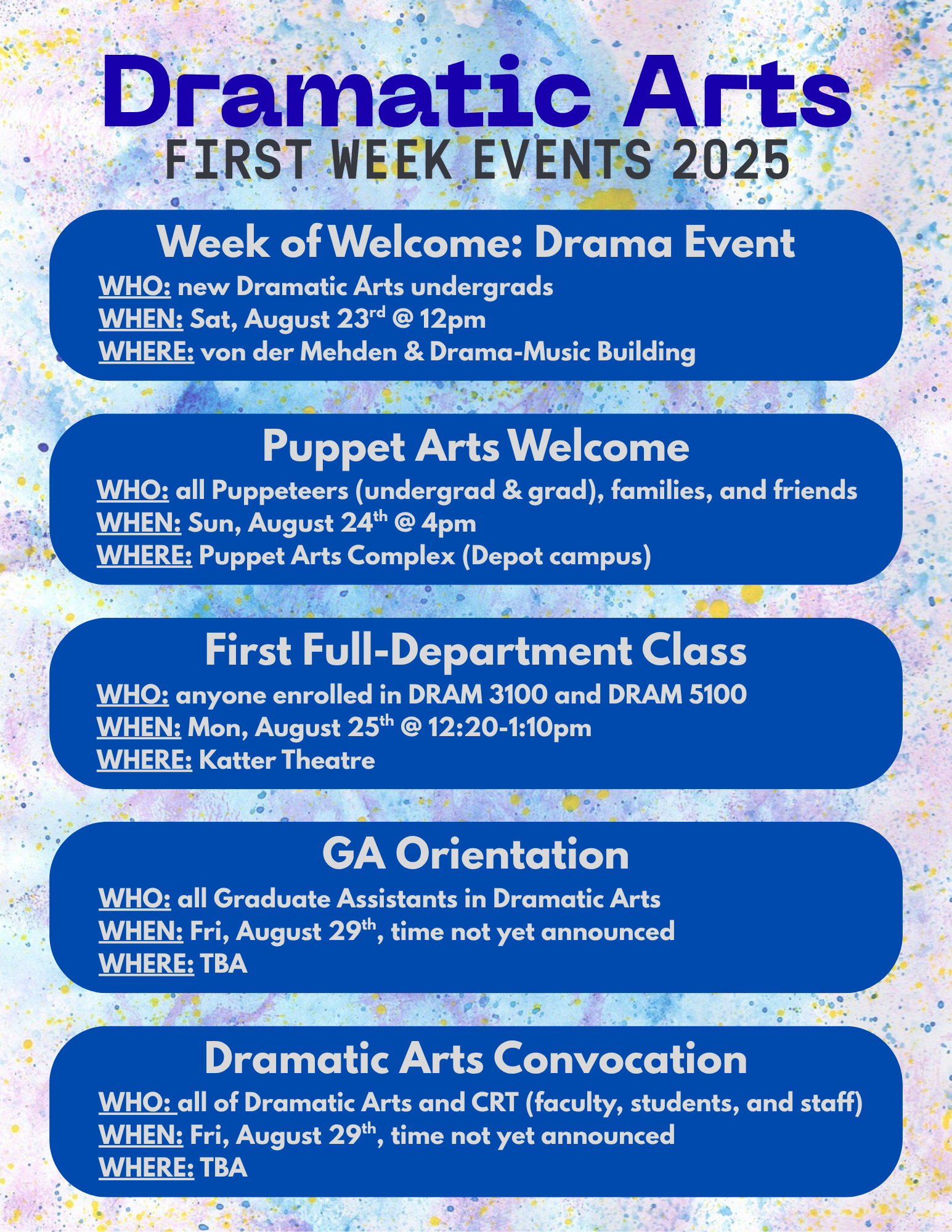Dramatic Arts: First Week Events 2025